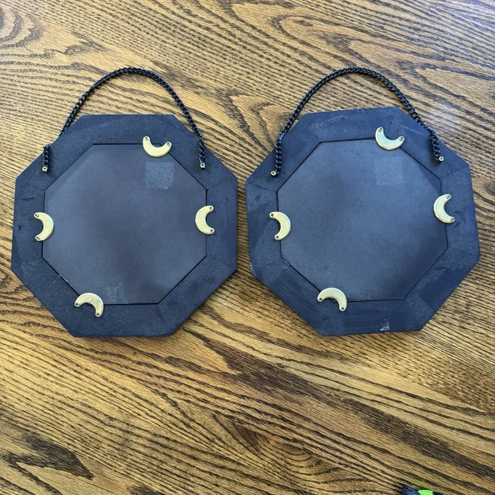 Vintage Wooden Framed Octagonal Wall Mirror Pair Set‎ Of 2 10